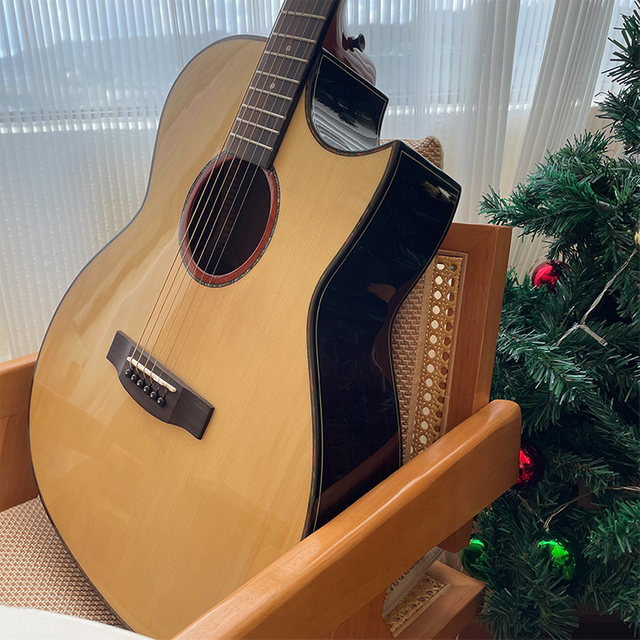 Guitarra acústica eléctrica Smiger, nueva, cutaway, alta calidad, tapa sólida, a la venta