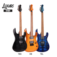 S-G37 Guitarra eléctrica premium ｜ Cuerpo de arce con flamado + álamo ｜ Cuello de arce asado ｜ HH Alnico V Pickups ｜ 24 Trabajos redondeados ｜ Acabado de alto brillo (3 acabados de arte: TBK/HB/TBL) ｜ 6 Guitarras/Cartón