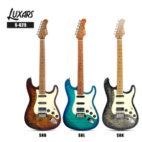 Guitarra eléctrica B2B Wholesale Premium ST: cuerpo de aliso + chapa de arce flameado, mástil/diapasón de arce tostado, pastillas HSS Alnico V, afinadores con bloqueo, compatible con OEM/ODM