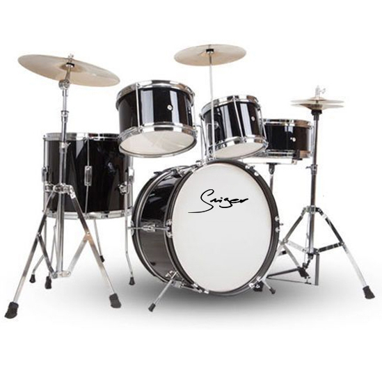  Batería para niños con bajo, toms, caja, platillo, charles, baquetas y asiento Kit de batería inicial 