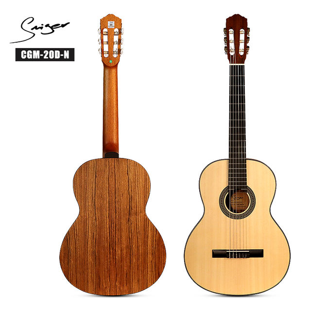 Smiger CGM-20D 39 'Guitarra clásica ｜ Nuez y lados ｜ Top de abeto laminado ｜ acabado natural mate con sintonizadores de oro ｜ Dreadnought estándar