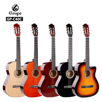 GP-C40C-39 39 'Guitarra clásica de corte-Cuerpo de Linden ultraffordable, diapasón de plástico, acabado de alto brillo (6 colores)-Perfecto para escuelas/compra masiva