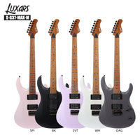 S-G37-MAX-M Guitarra eléctrica ｜ Cuerpo de caoba asada ｜ Cuello de arce asado y diapasón de satén ｜ HH Alnico V Pickups ｜ Tuners de trémolo y bloqueo de 2 puntos ｜ 6 Colores satinados ｜ 6 guitarras/cartón (caballo de trabajo en el escenario)