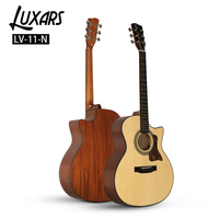 LUXARS LV-11 Guitarra acústica mate de 41' | Suministro constante | Tapa de abeto y caoba B&S | Trastes de extremo redondo de acero inoxidable + afinadores fundidos a presión