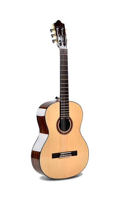 Guitarra clásica premium de nogal y abeto macizo, tamaño completo 39'