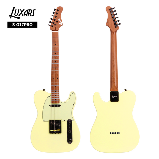 S-G17-Pro TL Guitarra eléctrica actualizada ｜ Pickups de SS Alnico V con voz vintage ｜ Cuello de satén asado y trasero ｜ 22 trastes redondeados ｜ Puente duro ｜ 3 colores retro (DB/VW/SG) ｜ 6 Guitarras/Cartón (Reim