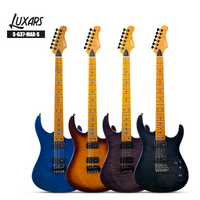 Guitarra eléctrica S-G37-MAX-S Pro ｜ Top de chapa de arce con flamado y cuello satinado ｜ Tinters de bloqueo + 24 trastes ｜ HH Alnico Pickups ｜ Hardware todo negro ｜ 4 acabados brillantes (SBK/SBL/SHB/SPS) ｜ 6/Cartón (precisión preparada para el escenario)