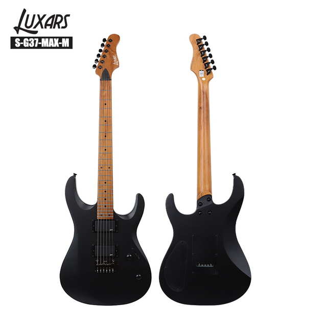 S-G37-MAX-M Guitarra eléctrica ｜ Cuerpo de caoba asada ｜ Cuello de arce asado y diapasón de satén ｜ HH Alnico V Pickups ｜ Tuners de trémolo y bloqueo de 2 puntos ｜ 6 Colores satinados ｜ 6 guitarras/cartón (caballo de trabajo en el escenario)