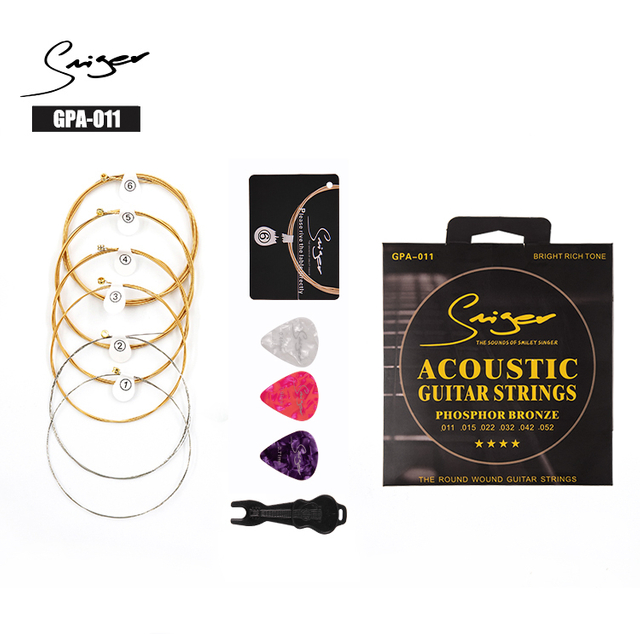 Cuerdas de guitarra acústica de acero, calibre de bronce fosforado, paquete de marca con logotipo personalizado OEM de comercio electrónico 010/011/012