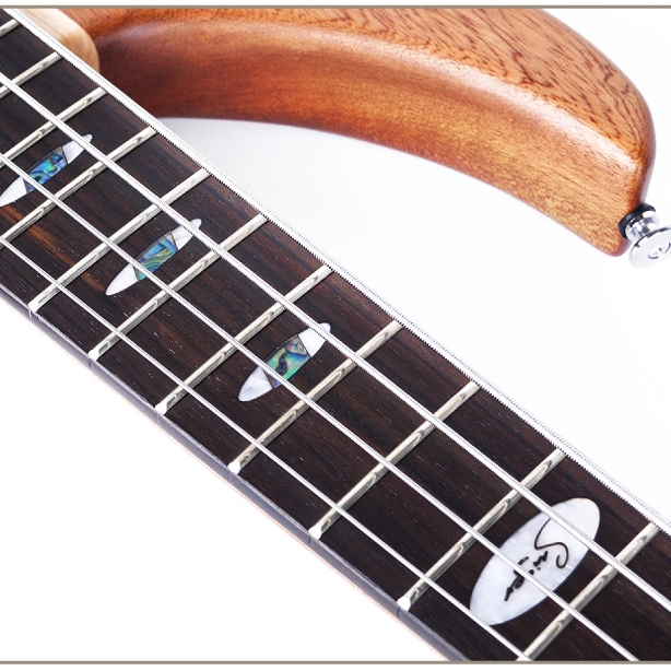 Mástil Smiger de 4 cuerdas a través de bajo con corte dual en cuerpo de arce y caoba de 5 piezas