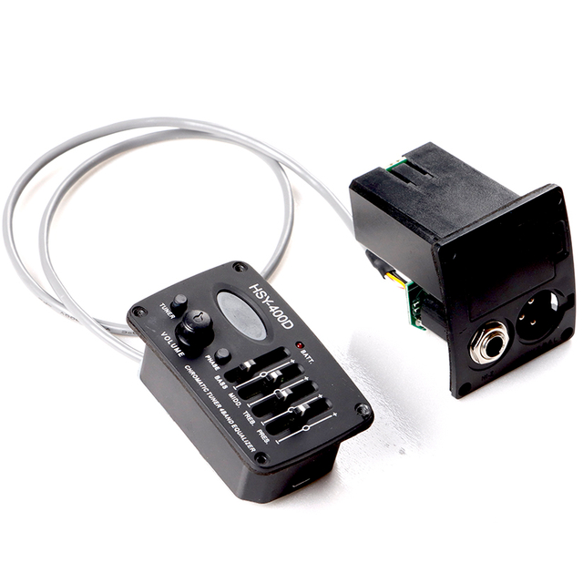 Gran oferta, buena calidad, ecualizador EQ preamplificador de guitarra de 4 bandas con sintonizador, pastilla de guitarra acústica para juego de pastilla de guitarra