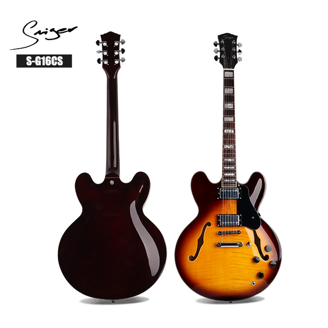 Guitarra eléctrica semihueca Smiger, cuerpo de Jazz y dos pastillas H con función de división de bobina, estilo 335 Jazz